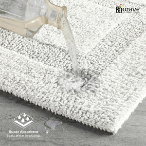 AURAVE Luxury Reversible Cotton Bathmat, White