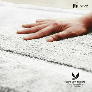 AURAVE Luxury Reversible Cotton Bathmat, White