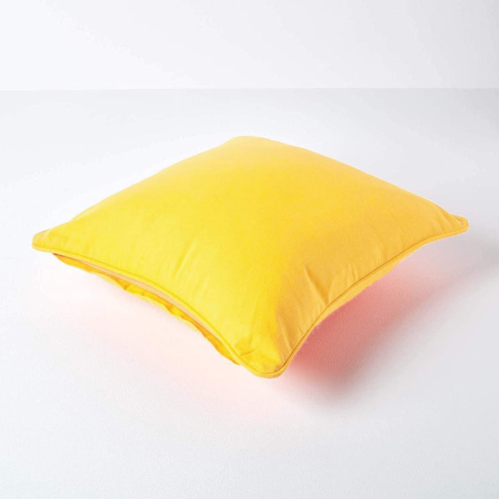 Plain Cotton Decorative Cushion Cover 1 Pc in Yellow online at best prices