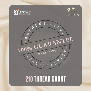 Aurave cotton bedsheet authenticity badge 100% guarantee 210 thread count