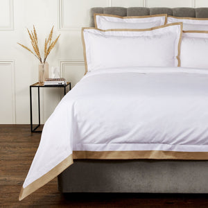 DIVINE 210 TC Cotton Dohar - White/Camel Brown