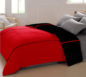 Soft Plain 210 Mercerised Cotton Duvet Cover In Black & Red Online At Best Prices