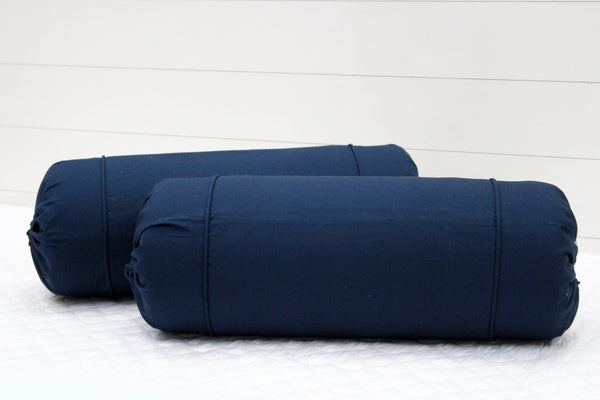 Comfortable Plain Cotton Bolster Cover Set 2pcs in Navy Blue  online