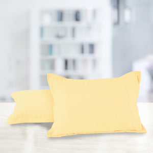 Soft 210 TC Plain Cotton Pillow Cover Set In Gold Online In India(2 Pcs)