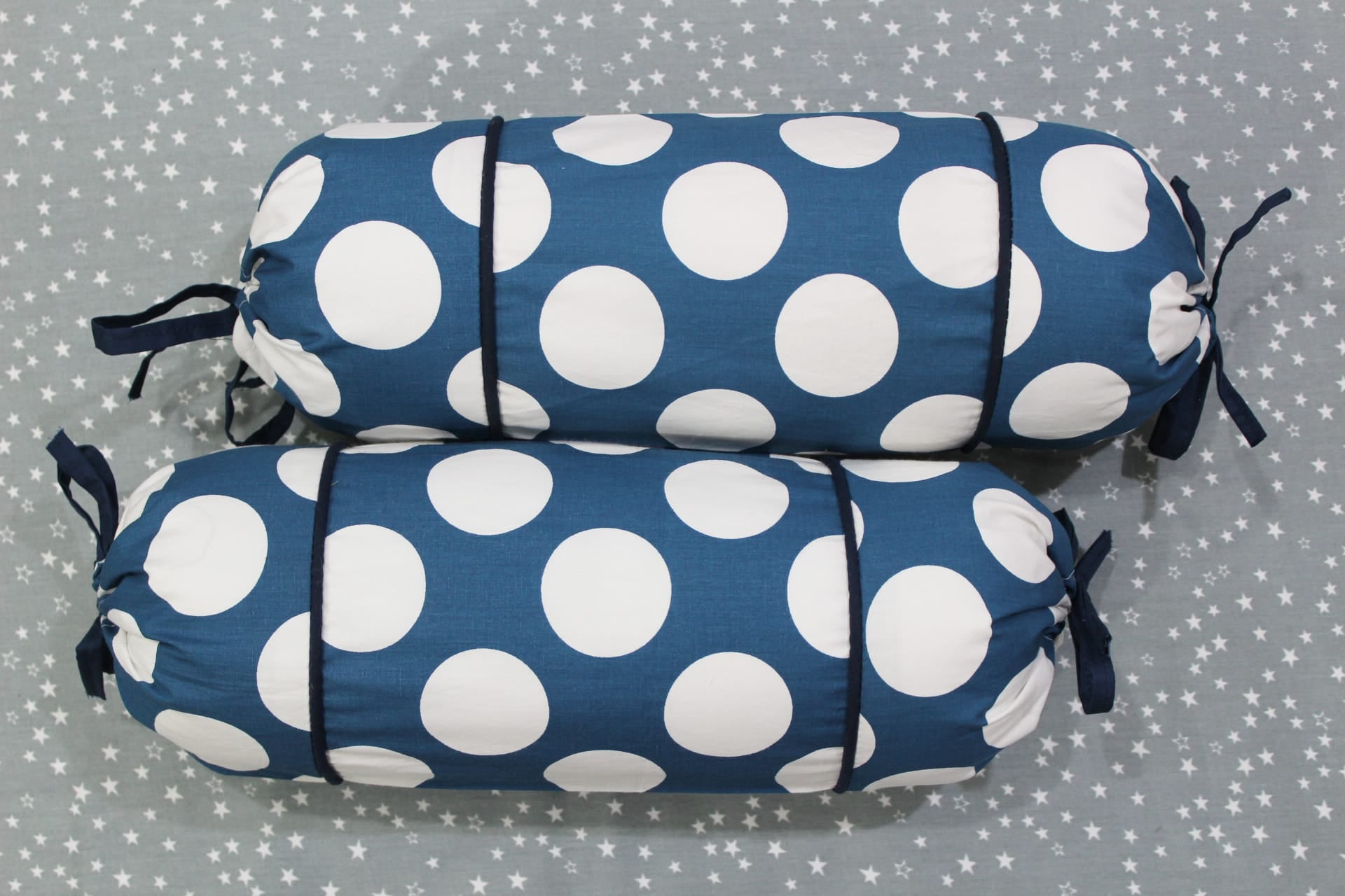 MELANGE 100% Cotton Baby Bolster Cover (with Bolster Insert), Blue