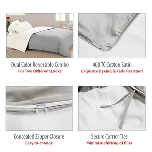 Plain 400 TC Luxurious Cotton Satin Duvet Cover in Cream & Gold online in India