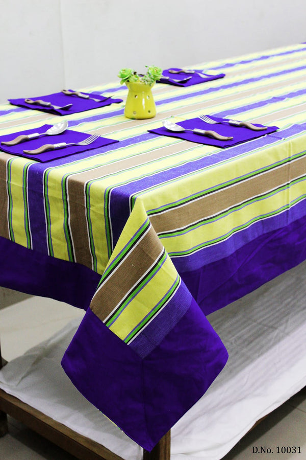 Alpha Yellow Woven Cotton Stripes Table Cover(1 Pc) online in India