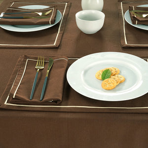 Soft Coffee Brown Woven Cotton Plain Napkins Set online in India