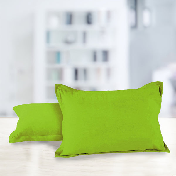Soft 210 TC Plain Cotton Pillow Cover Set In Flourescent Green Online In India(2 Pcs)