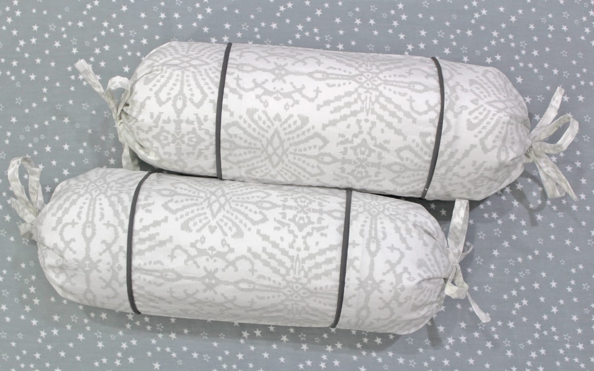 MELANGE 100% Cotton Baby Bolster Cover (with Bolster Insert), Grey