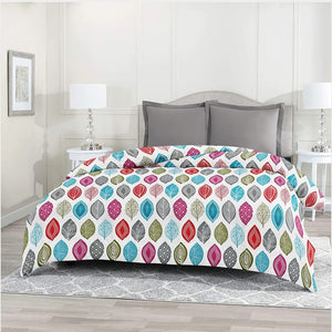 Feathers Print Orange Cotton Duvet Vecotor Pattern Cover online in India