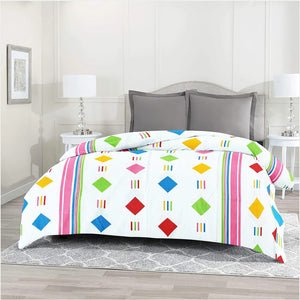 Geometrical Print Pink Stripes Cotton Duvet Cover with Zipper online in India