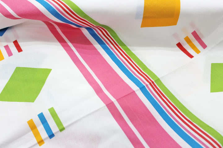 Geometrical Print Pink Stripes Cotton Duvet Cover with Zipper online in India 