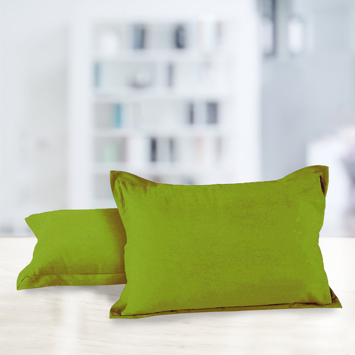 Soft 210 TC Plain Cotton Pillow Cover Set In Green Online In India(2 Pcs)