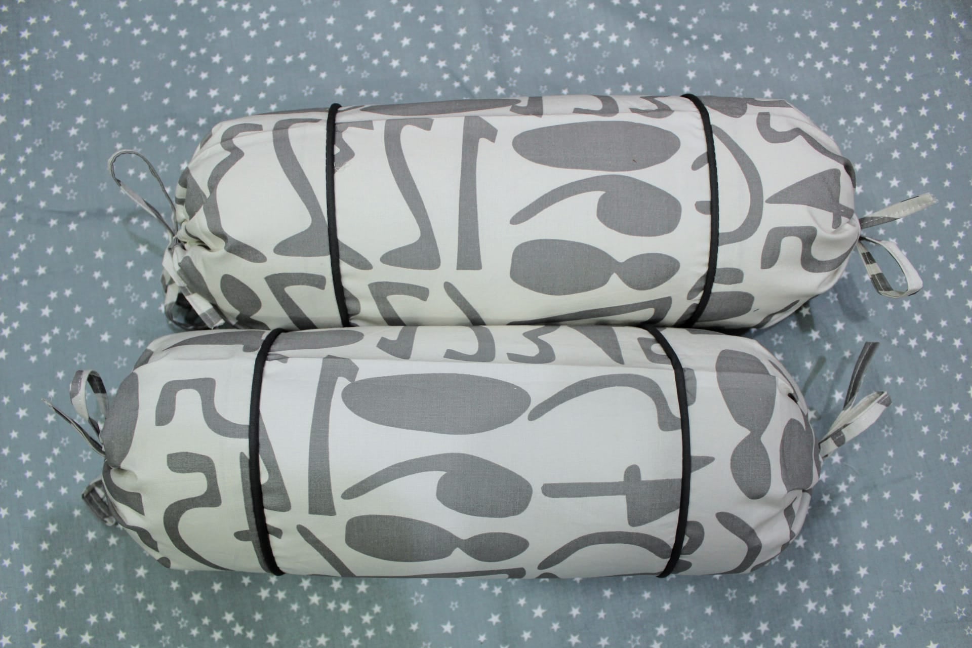 MELANGE 100% Cotton Baby Bolster Cover (with Bolster Insert), Grey