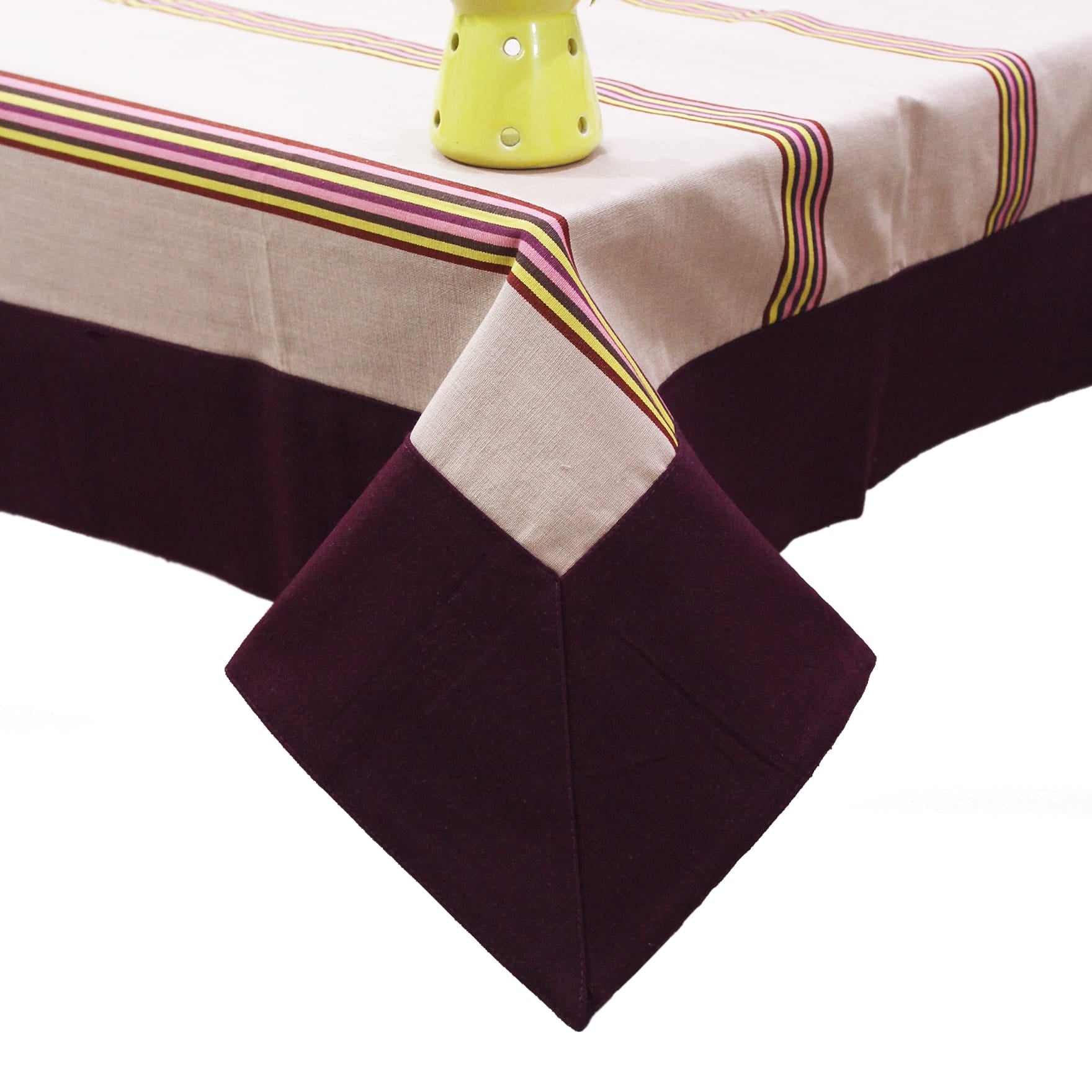Alpha Rose Woven Cotton Stripes Table Cover(1 Pc) online in India