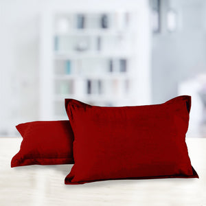 Soft 210 TC Plain Cotton Pillow Cover Set In Burgundy Online In India(2 Pcs)