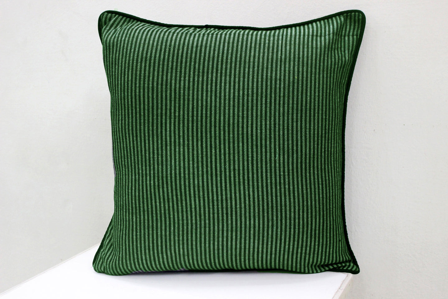ALPHA Woven Cotton Stripes 2 Pcs Cushion Cover set - Green