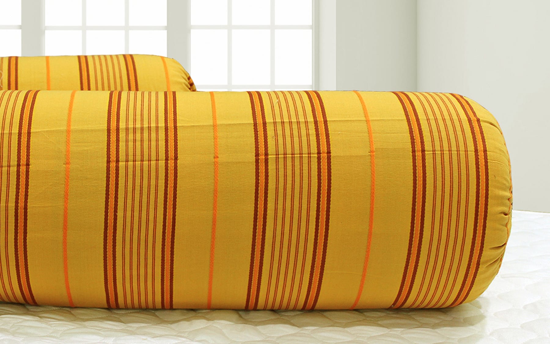 Stylish Stripes Woven Cotton Bolster Cover set (2 Pcs) online in India