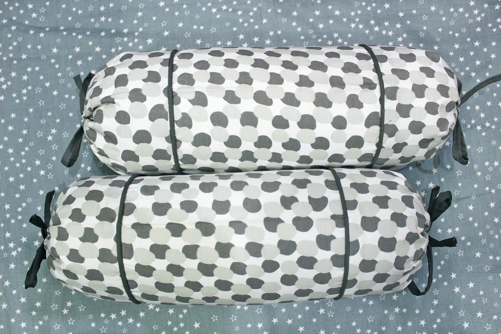 MELANGE 100% Cotton Baby Bolster Cover (with Bolster Insert), Grey