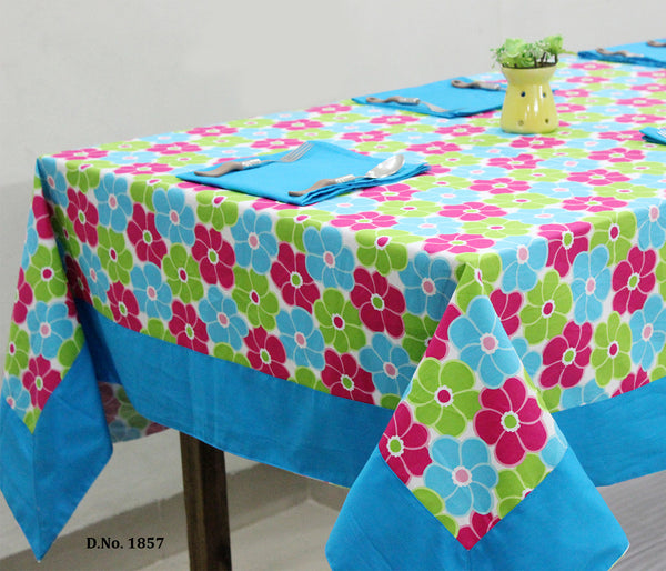 Prism Blue Printed Cotton Floral Table Cover(1 Pc) online in India