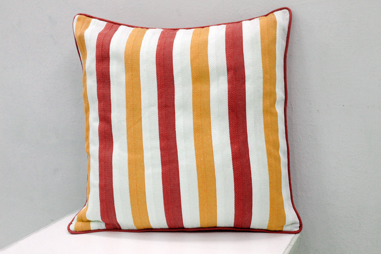 ALPHA Woven Cotton Stripes 2 Pcs Cushion Cover set - Rust & Mustard