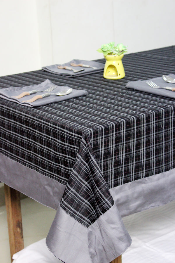 Prism Black Printed Cotton Check Table Cover(1 Pc) online in India