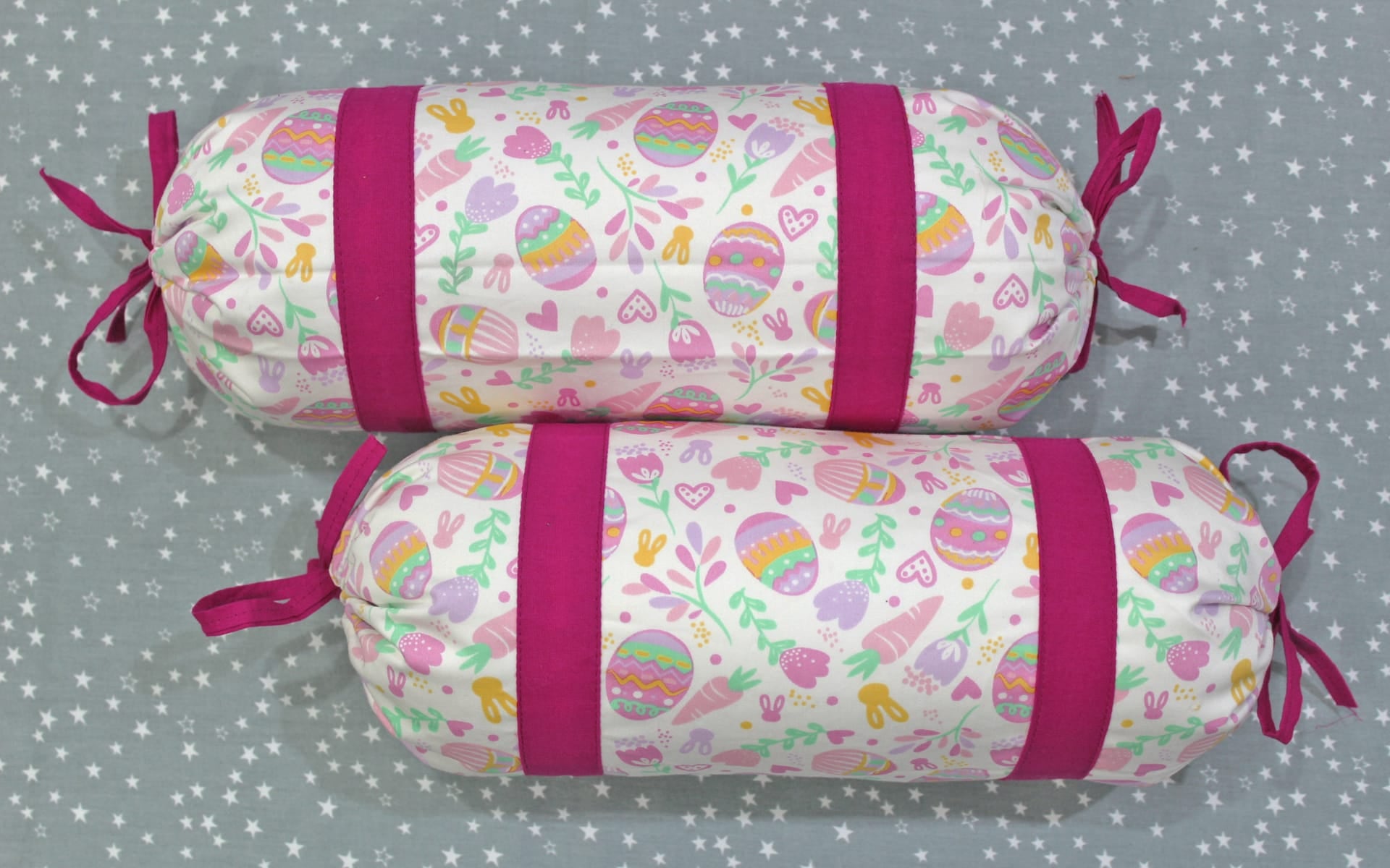 MELANGE 100% Cotton Baby Bolster Cover (with Bolster Insert), Magenta