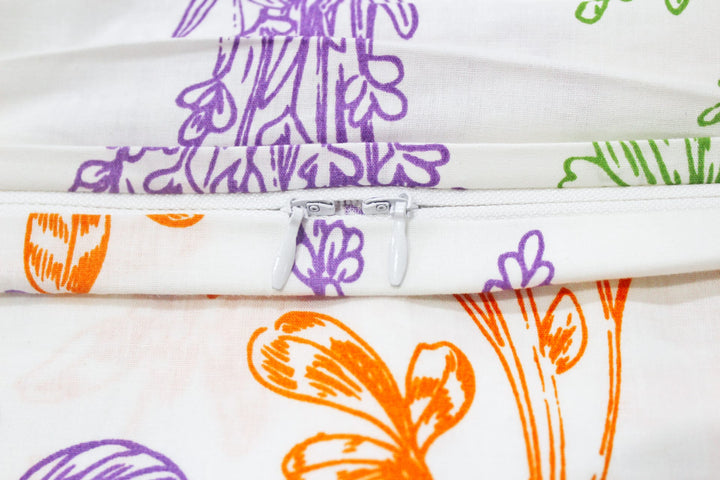 Comfy 250 TC Orange Floral Print Cotton Duvet Cover online in India