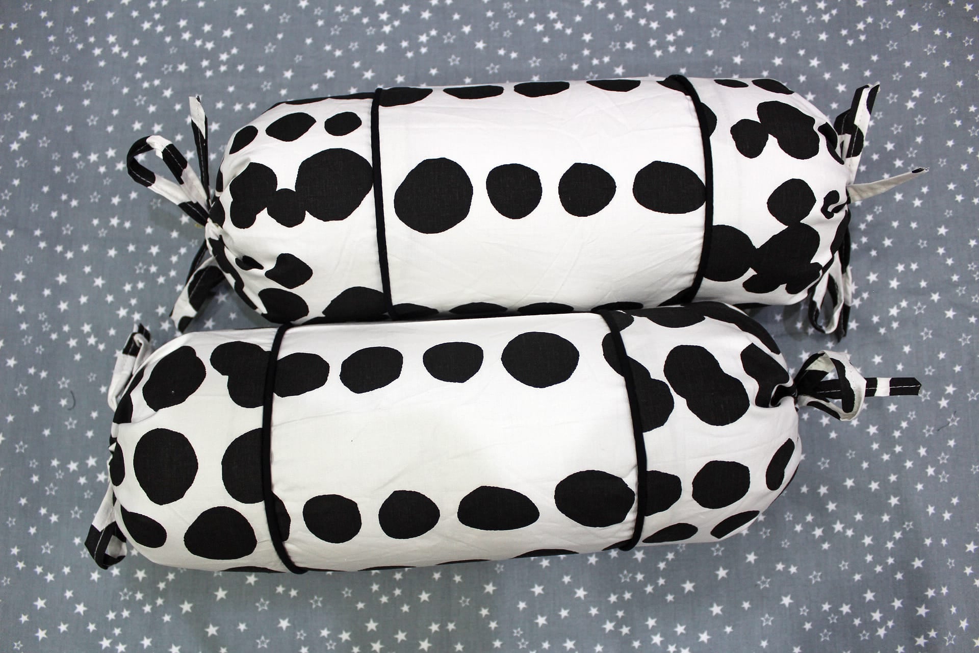 MELANGE 100% Cotton Baby Bolster Cover (with Bolster Insert), Black & White