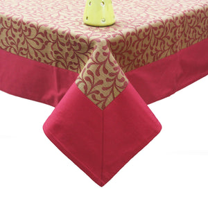 Alpha Maroon Woven Cotton Floral Table Cover(1 Pc) online in India