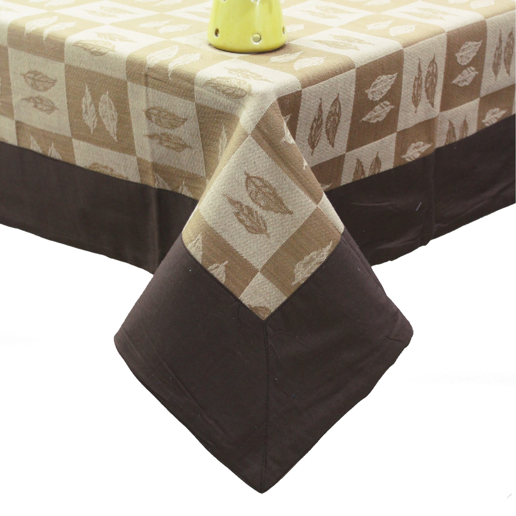 Alpha Brown Woven Cotton Floral Table Cover(1 Pc) online in India