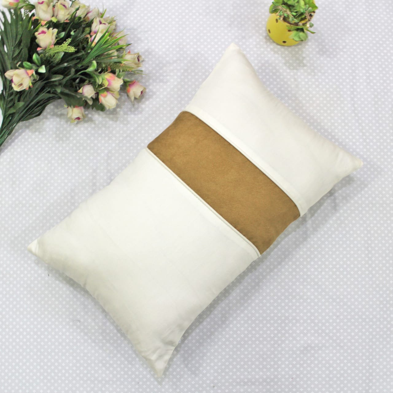 Stylish Cotton Satin Patch Throw/Lumber Pillow Online In India