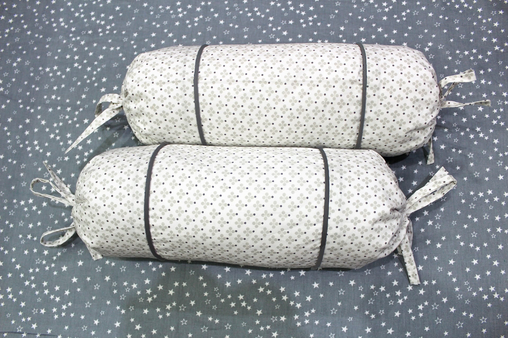 MELANGE 100% Cotton Baby Bolster Cover (with Bolster Insert), White