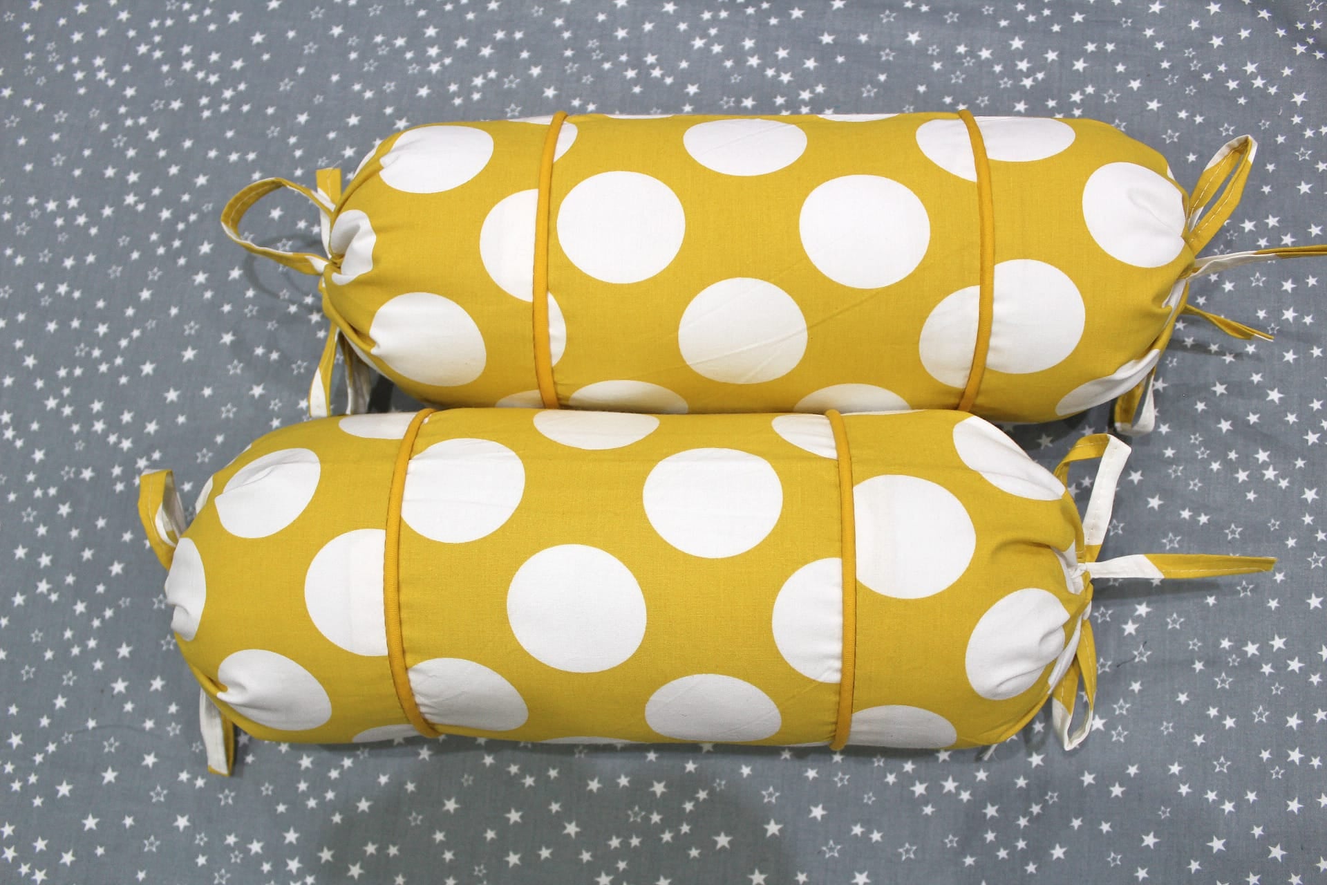 MELANGE 100% Cotton Baby Bolster Cover (with Bolster Insert), Yellow