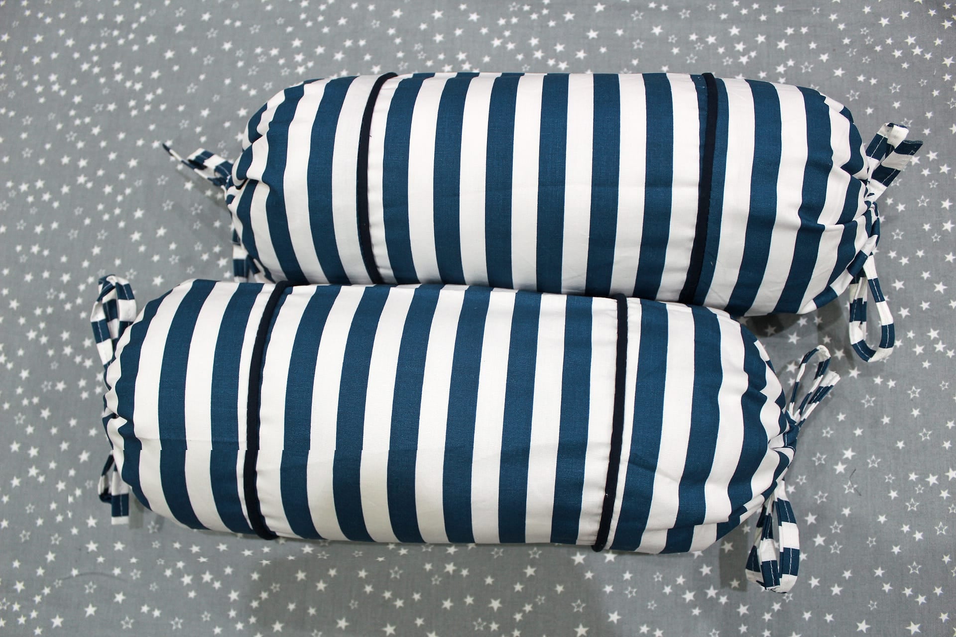 MELANGE 100% Cotton Baby Bolster Cover (with Bolster Insert), Blue