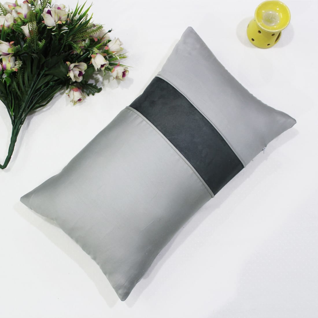 Stylish Cotton Satin Patch Throw/Lumber Pillow Online In India