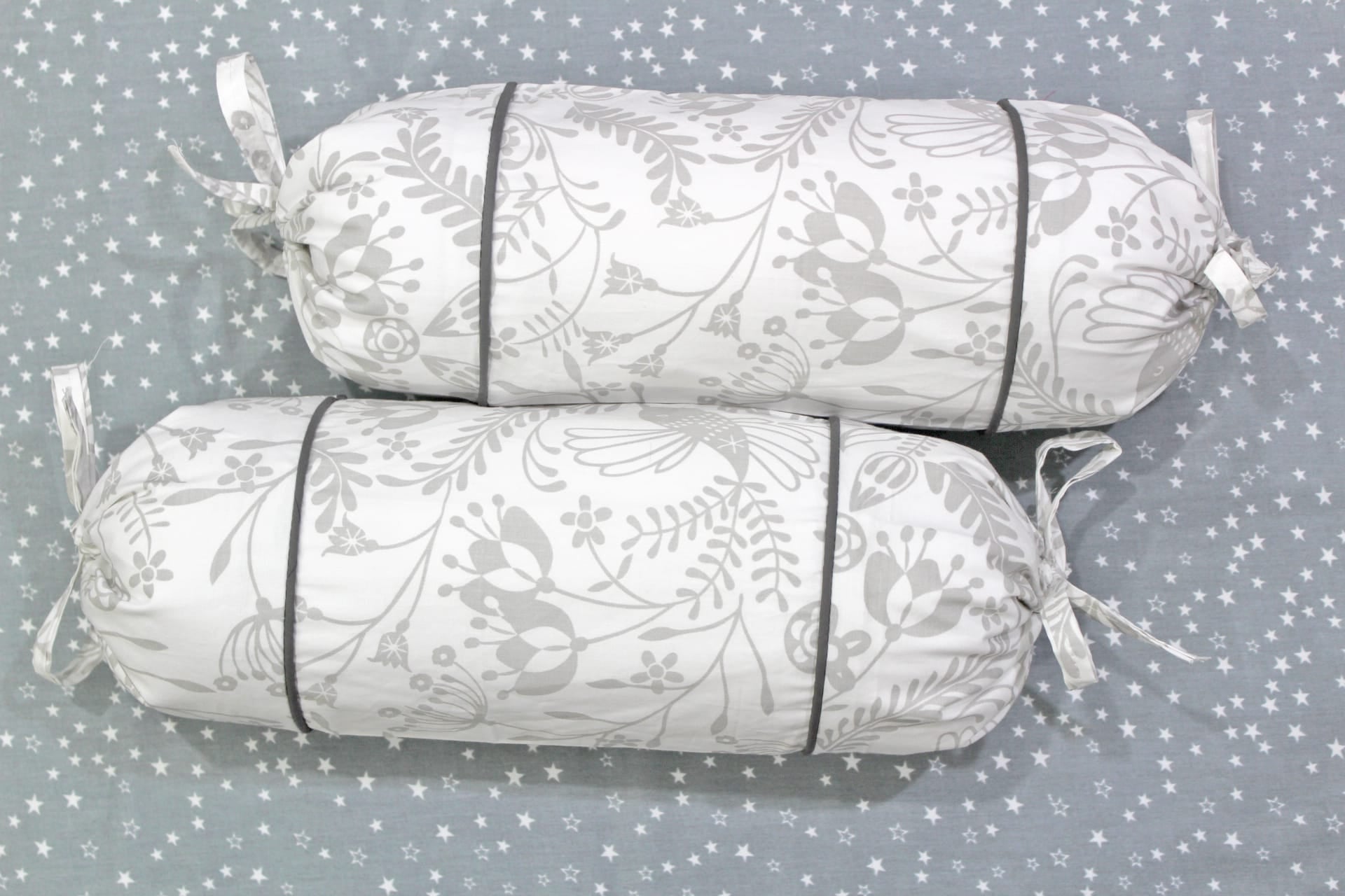 MELANGE 100% Cotton Baby Bolster Cover (with Bolster Insert), Grey