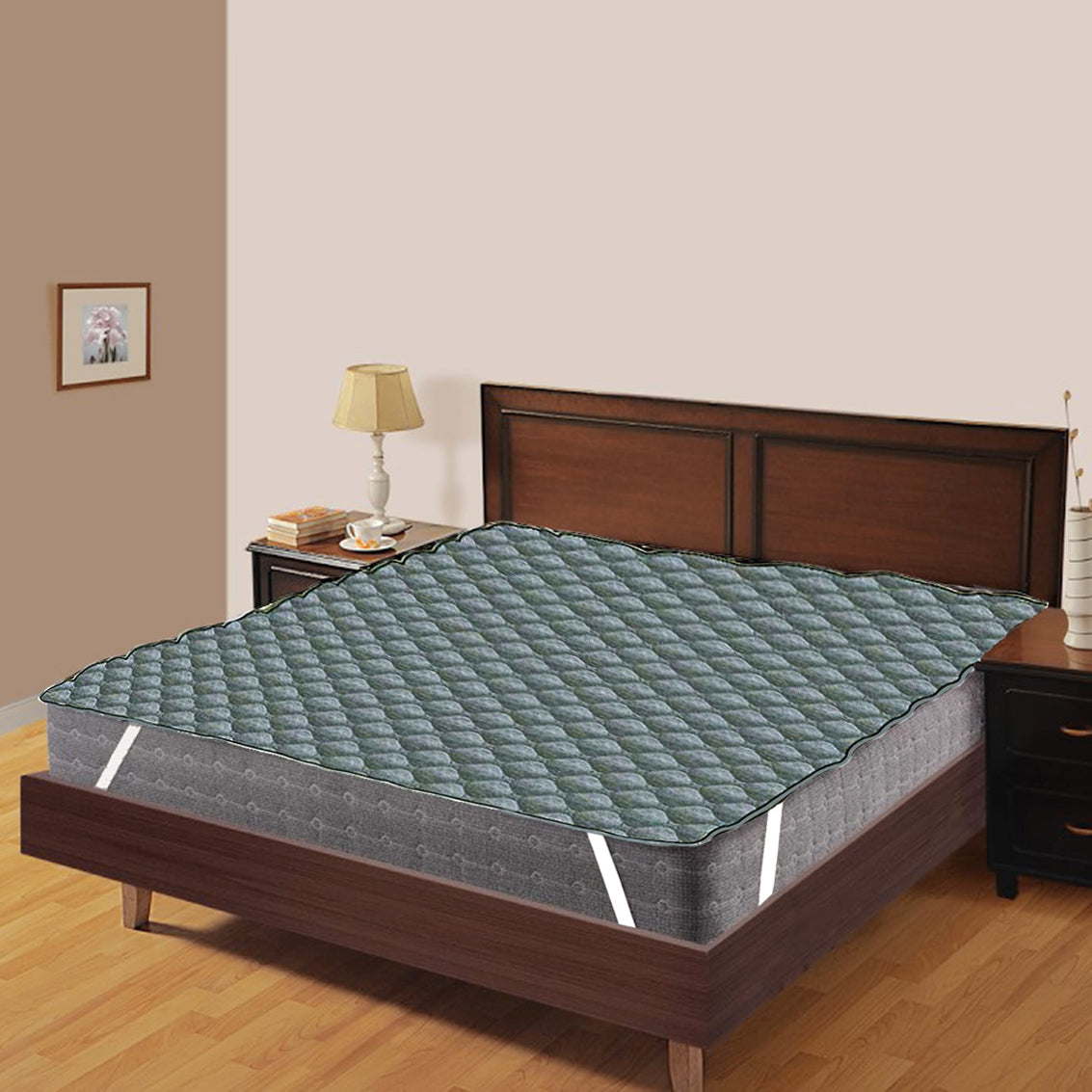Grey Elasticated Quilted Water Proof Mattress Protector online in India