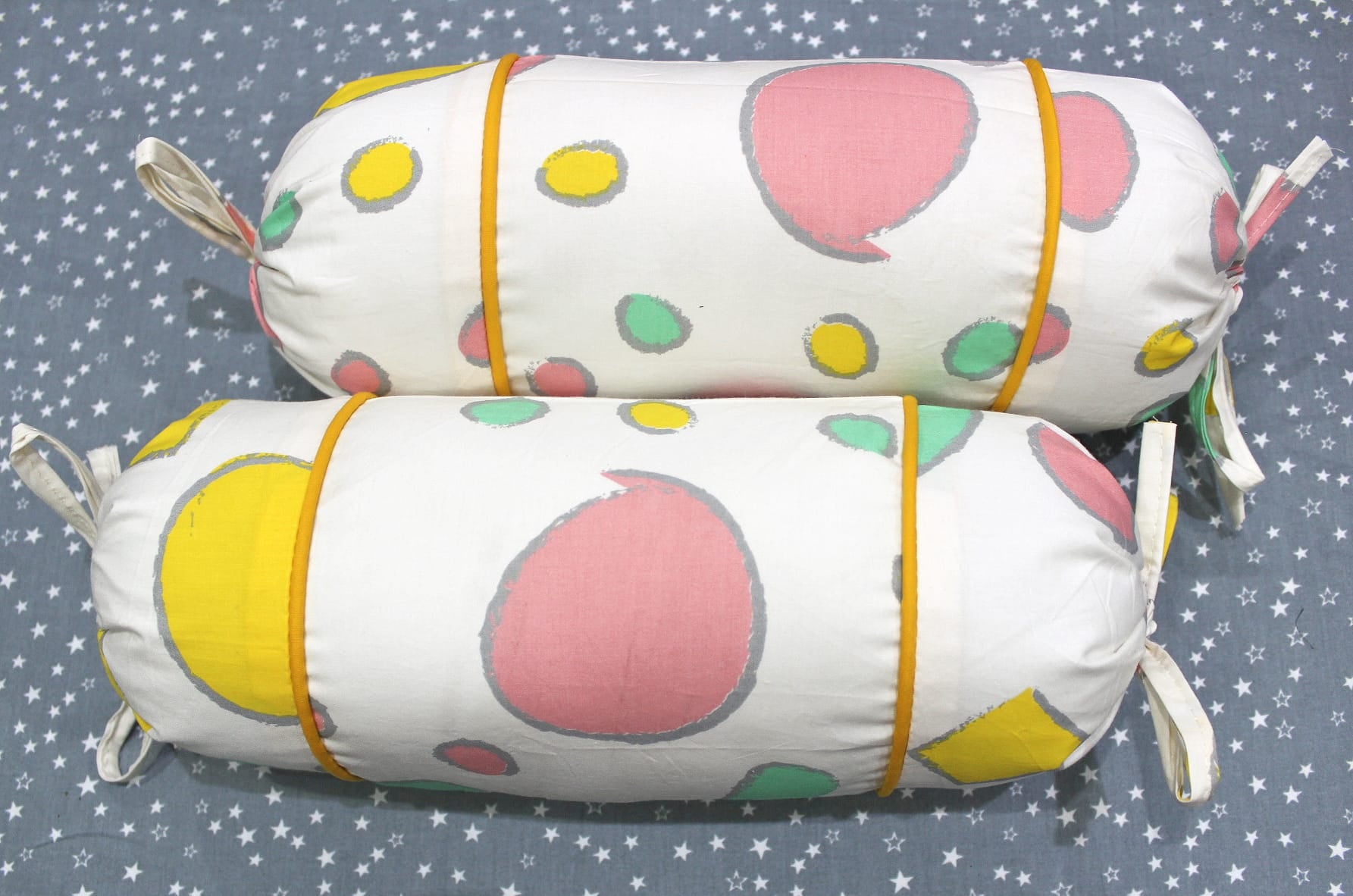 MELANGE 100% Cotton Baby Bolster Cover (with Bolster Insert), Multicolor