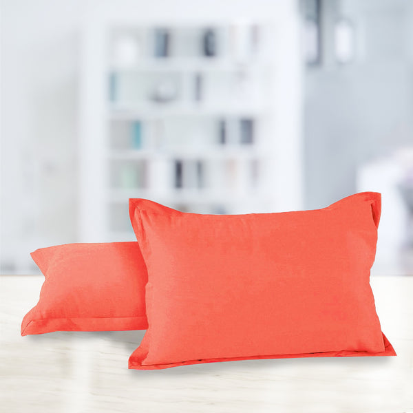 Soft 210 TC Plain Cotton Pillow Cover Set In Peach Online In India(2 Pcs)