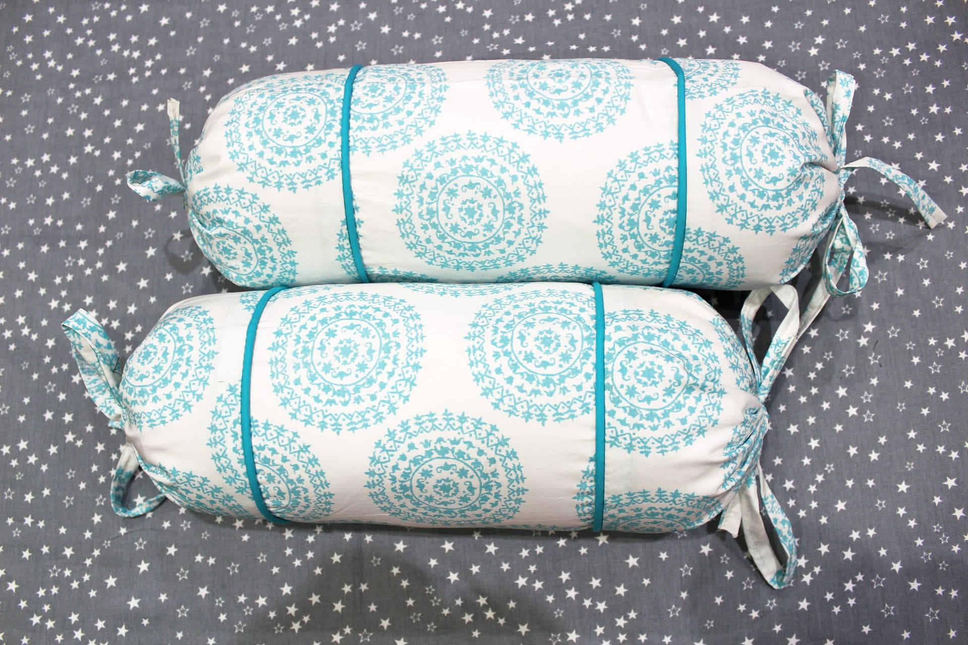 MELANGE 100% Cotton Baby Bolster Cover (with Bolster Insert), Aqua