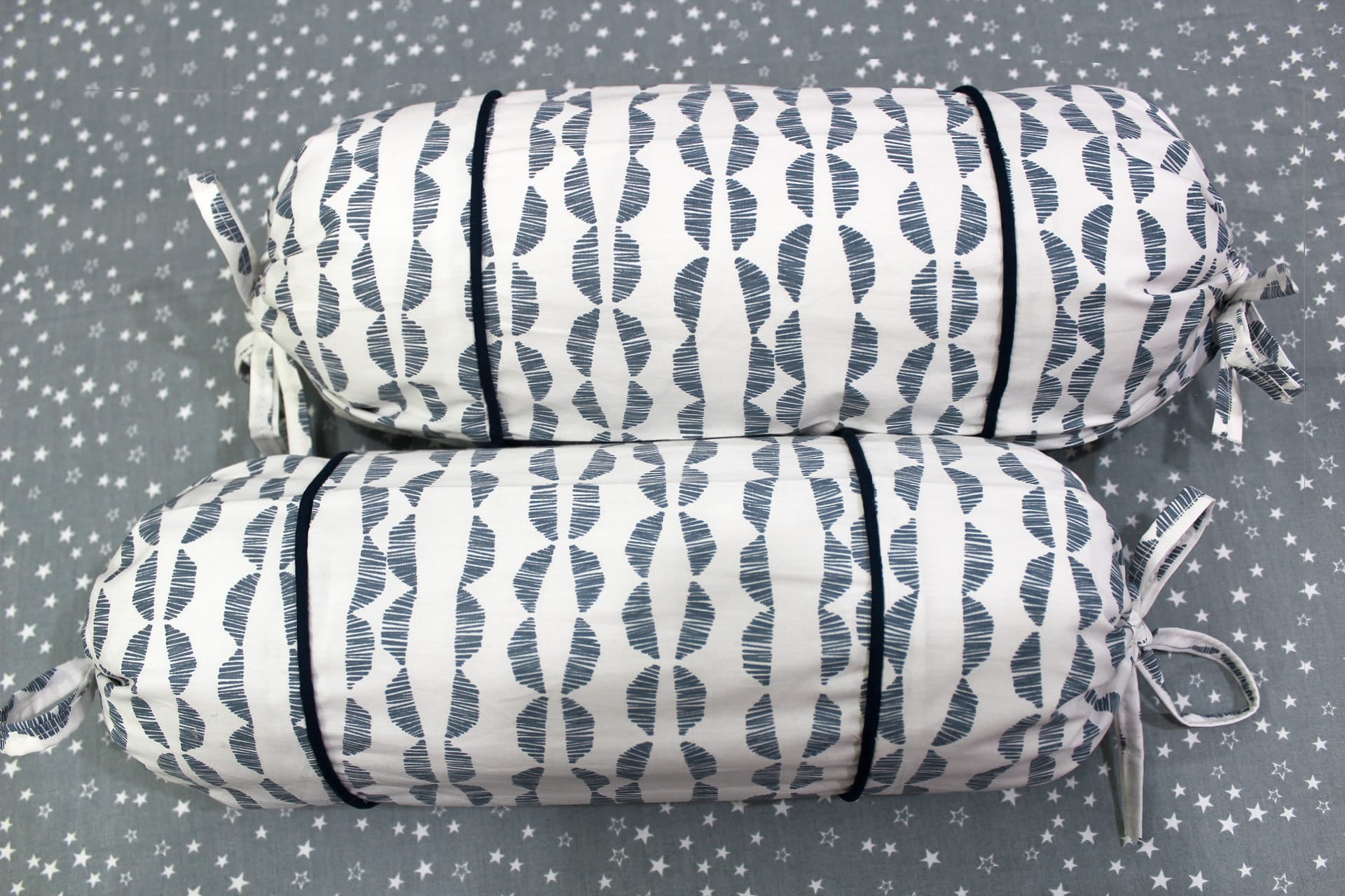 MELANGE 100% Cotton Baby Bolster Cover (with Bolster Insert), Blue