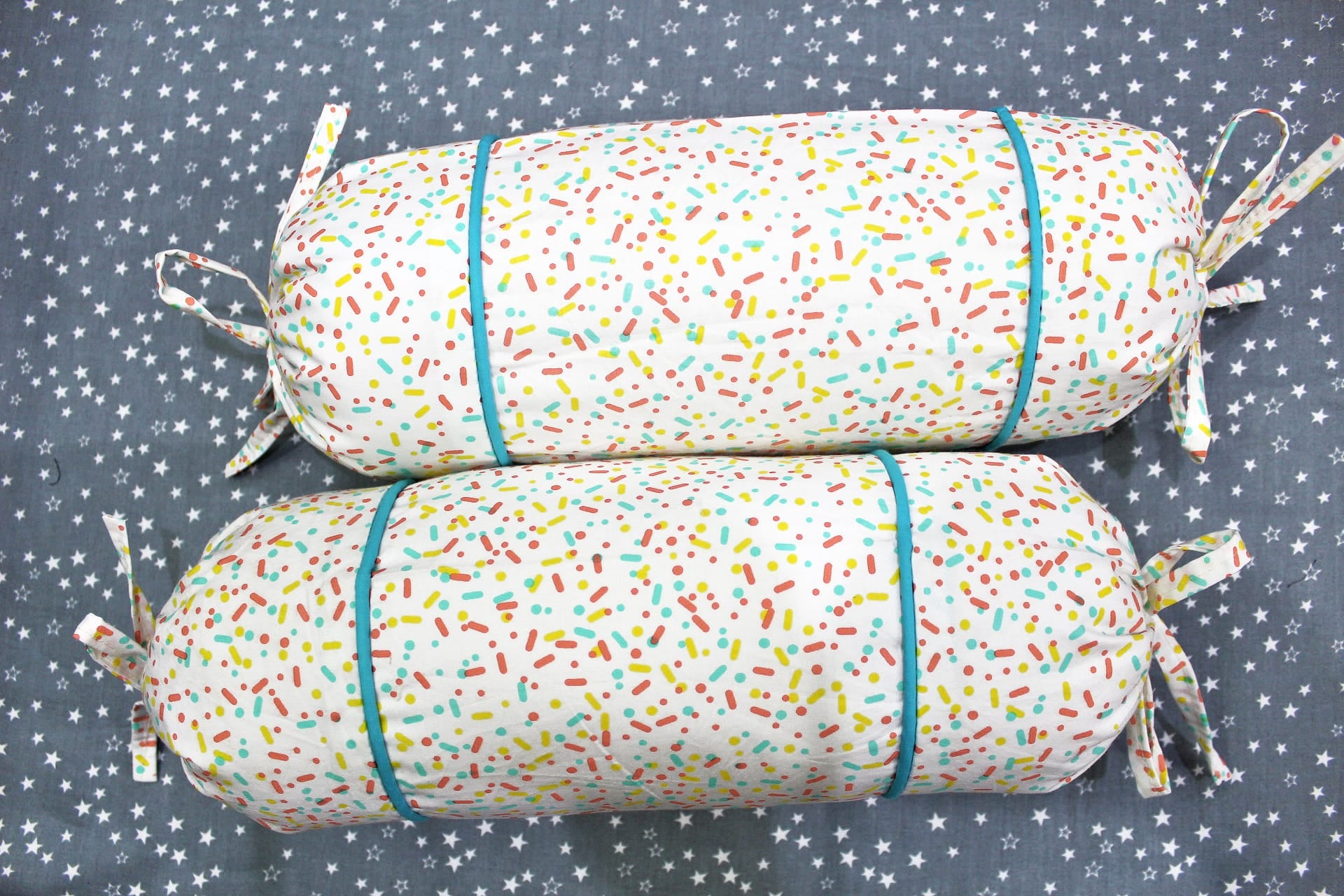 MELANGE 100% Cotton Baby Bolster Cover (with Bolster Insert), Multicolor