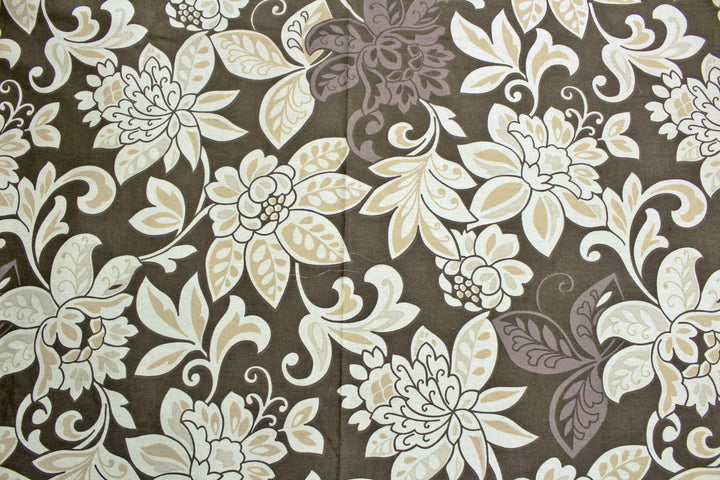 Soft Cotton Floral Print 250 TC Fitted Bedsheet In Coffee At Best Prices