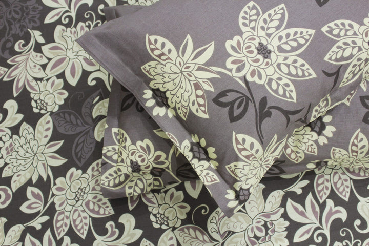 Soft 250 TC Printed Floral Cotton Fitted Bedsheet in Purple online at best prices