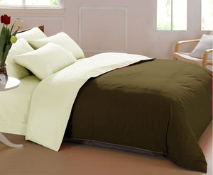 Plain 400 TC Luxurious Cotton Satin Duvet Cover in Cream & Mehendi Green online in India
