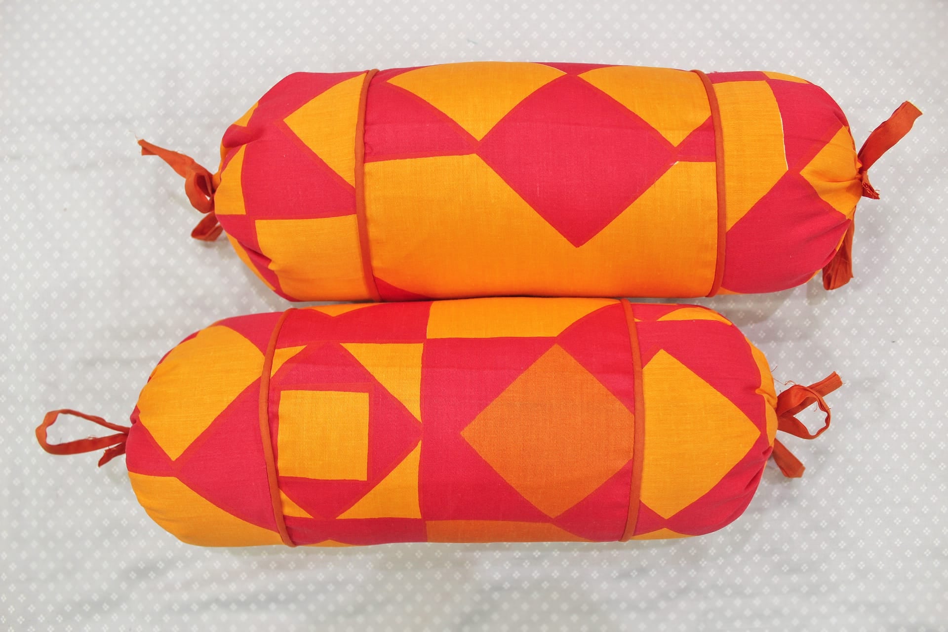 MELANGE 100% Cotton Baby Bolster Cover (with Bolster Insert), Orange