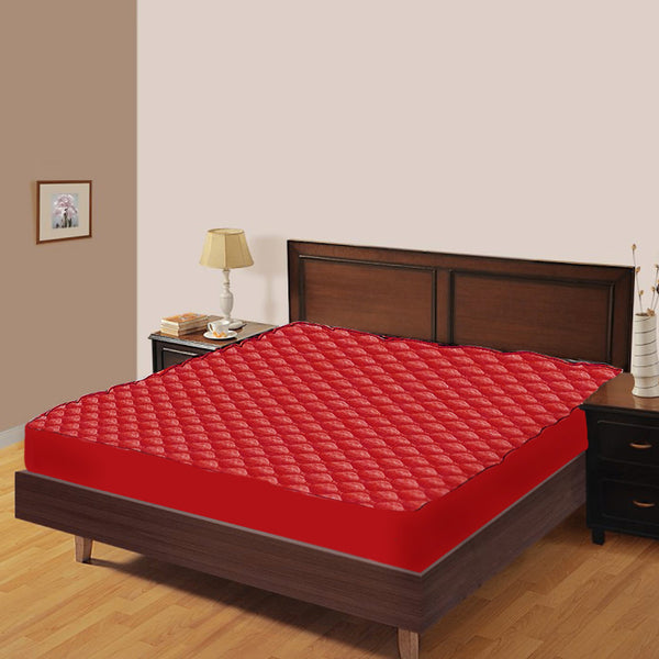 Red Premium Fitted Water Proof Mattress Protector online in India