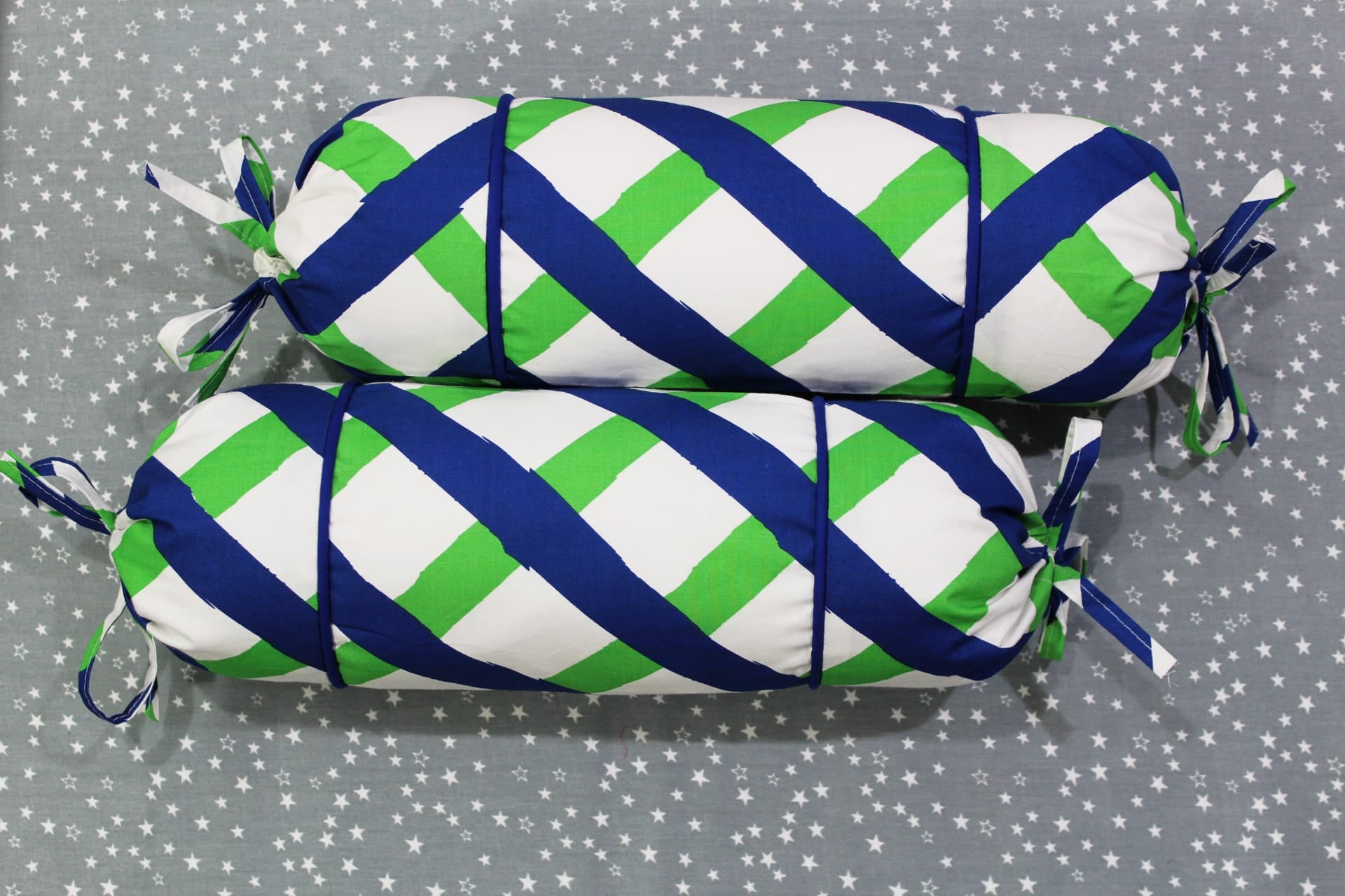 MELANGE 100% Cotton Baby Bolster Cover (with Bolster Insert), Blue
